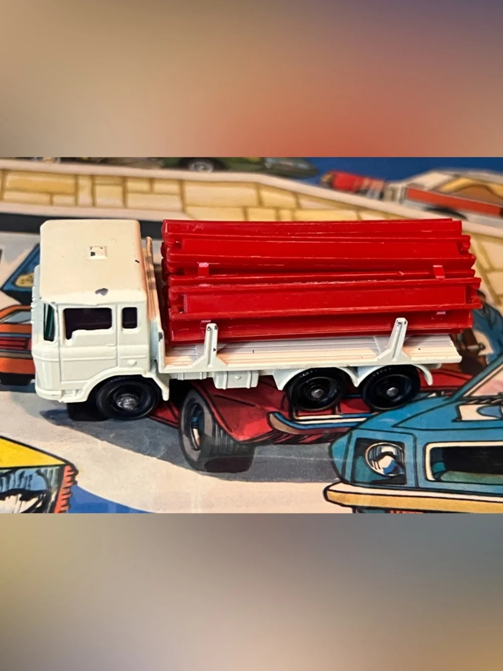 Vintage Matchbox No. 58 Girder Truck 1968 Lesney DAF Style Red Load Diecast